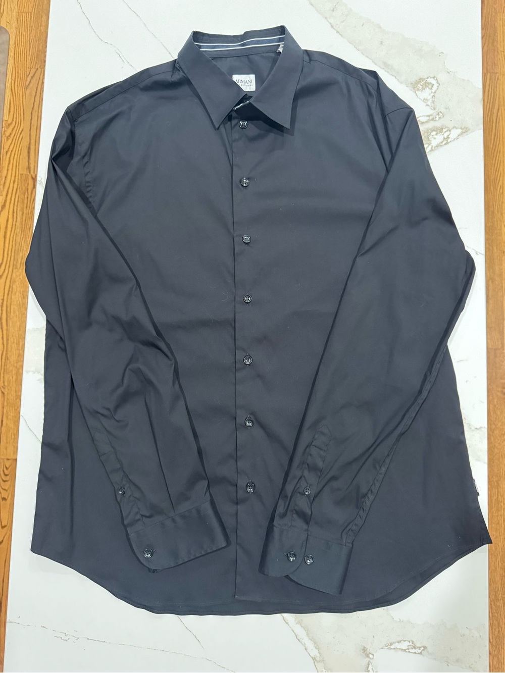 Armani Collezioni Men's Black Long-Sleeve Dress Shirt Size XXL NEW